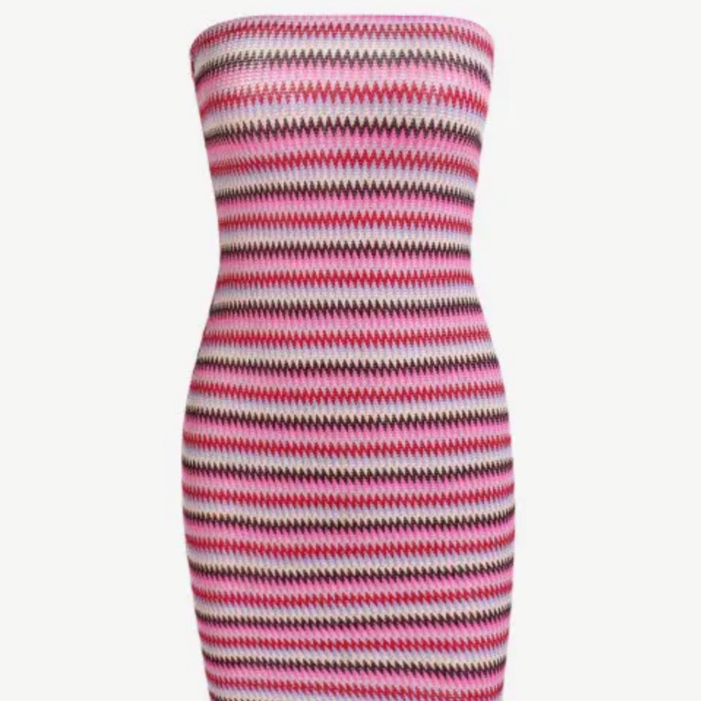 NWT Zig Zag Knitted Mini Tube Dress - Light Pink (L)